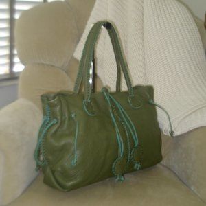 VTG Auth FATTO A MANO By CARLOS FALCHI Pebbled Leather Slouchy Satchel